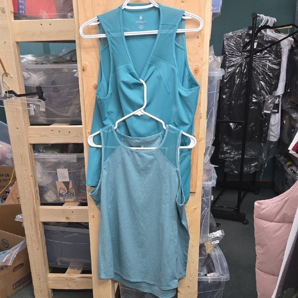 Spyder Size S Teal 2 Pack Athletic Tank Tops